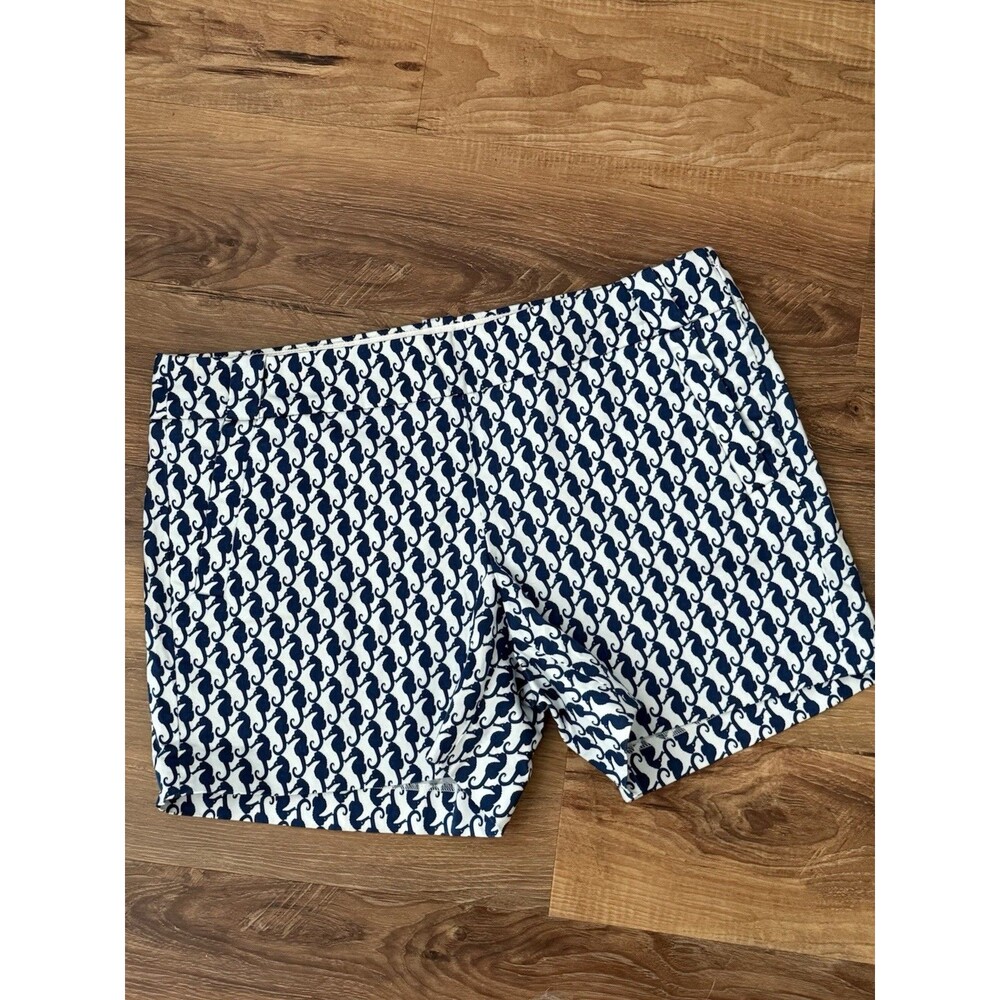 J. Crew‎ Women's Size 12 Shorts Blue Seahorse White Chino Cotton Nautical NWOT